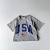 T-Shirts Baby Boys USA Flagge Print Kurzarm Tee Shirt Casual Shorts Jungen Outfit Jungen Kleidung Cotton Girls Kleider Tops Sommer 2024L2405