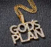 Lettera 2rows in argento oro Piano di Dio Collana a sospensione con catena di corda Donne Hip Hop Gioielli Gift9452133