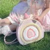 Opbergtassen op voorraad schattige aardbeiencake roll voor vrouwen zoete kawaii tas roze lolita meisje kerstcadeau rugzak