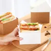 Geschenkomschakeling 500 stks Kraft Paper Sandwiches Inpakdoos Dikke Ei Toast Brood Ontbijt Verpakking Burger Burger Toestijdlade
