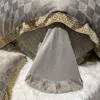 Coffee oro sier jacquard set di biancheria da letto regina regina per le lettiere da letto biancheria da letto 4pcs in seta in seta piumino set di coperture del piumone per letti foglio di tessile