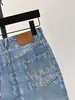 The latest letter printed washed denim skirt from spring and summer