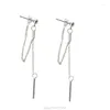 Brincos Dangle Sliver Double Tassel Chain Bar Drop Breating Kpop Jóias de moda coreana N04 20