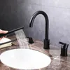 Rubinetti del lavandino da bagno lavabo lavarsi il mixer in ottone nero rubinetto moderno rubinetto cromata moderno rubinetti da bagno in doccia a tre fori