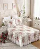 Top Floral Printed Ruffle Bedskirt Bedspread Mattress Cover 100 Satin Cotton Bedcover Sheet Princess Bedding Home Textile Bedclot2043229