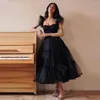 Party Dresses Luxury Black Tulle A Line Prom Strap Sweetheart Bone Length aftonklänningar Kvinnor Simple Event Gown Outfit