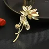 Brooches Enamel Crystal Pearl Lotus Flower For Women Rhinestone All-match Plants Party Office Brooch Pins Gift