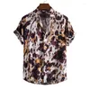 Men's Casual Shirts Hawaiian Oversized Shirt Fashionable Clothing With Leopard Print Spots Very Model On Shelves