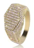Hiphop kubus zeshoekige ring koper goud zilveren kleur vergulde ijs uit micro pave kubiek zirkoon voor mannen dames281O26502272712814