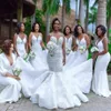 Plus Size African Mermaid Wedding Dresses Spaghetti Lace Appliqued Pearls Beads Country Wedding Dress Custom Made Beach Bridal Gowns 310p