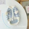 Vestuário para cachorro azul branco xadrez de pet sweater Cardigan Teddy Cat Roupos