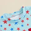 Kleidungssets 4. Juli Kleinkind Baby-Jungen Outfit rot und blau Kurzarm T-Shirt Shorts USA Kleidung
