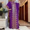 Etniska kläder 2022 Fashion New Abaya African Dubai Turkiet Dresse med Scarf High Quty Fabric Sequin Embroidery Long Lady Clothes T240510