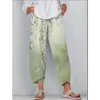 Sommer Casual Plant Print Hosen Streetwear Frauen Y2K Übergroße lose Strandhosen Taschen in Capris Chic 240428