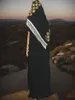 Etniska kläder 2024 African Lady Party Dress med tofsar Lång Slve Cotton Loose Gold Stamping Maxi Islam Women Abaya Cover Hands Long Dress T240510