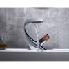Robinets d'évier de salle de bain et robinets froids bassin en laiton cascade grosse bouffée de mixeur chromé rond