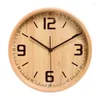 壁時計12.6インチ木製の丸い時計モダンな静かなバッテリー操作装飾