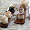プレート日本語スタイルの木製パンサービングトレイデザートスナックナプキンタオルホルダー食器フルーツプレート寿司
