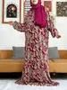 Etniska kläder Nyaste muslimska bomull Abayas för kvinnor Ramadan Bön Dubai Turkiet Mellanöstern Femme Robe Floral Loose African Dress Turban Joint T240510