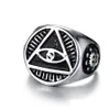 Bands Anneaux de bande 316L en acier inoxydable pour hommes illuminati l'œil pyramide de la providence de la Providence Relius Ring pour Hip Hop Dhmio