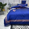 Blue King Royal Bettwäsche Sets Buchstabe gedruckt Queen Size Duvet Cover Quilt Schlafzimmer Designer Bettlaken Kissenbezüge
