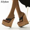 Eilyken 2024 Sexy Super 18cm Chaussures à talons hauts plate-forme coin urine Clip Toe Slide pour femmes Sandales Mule Chaussures 240429