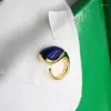 Küme halkaları moda ünlü tasarımcı marka pirinç kaplama 24k altın mavi yüzük kadın lüks mücevher hediye trend