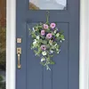 Fleurs décoratives porte d'entrée en larme couronne florale fleur de pendentif floral printemps été pour décoration de maison fenêtre jardin extérieur