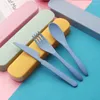 Zestawy naczyń obiadowych Trzyczęściowe zestaw stołowych Słomy Pszenicy Łatwy do czyszczenia kreatywnego przenośnego widelca noża i łyżki łyżki