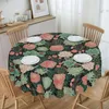 Table Cloth Round Tropical Green Plants Succulent Tablecloth Waterproof Oil-Proof Covers 60 Inches Flowers Pattern