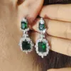 2024 Luxury Inlaid Imitation Natural Emerald Princess Square Diamond Earrings Engagement Bankettörhängen och örhängen för kvinnor 6522