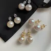 Luxury Crystal Pearl Earring Designer 925 Sterling Silver Woman 8mm 10mm 12mm 14mm White 18K Gold Geometric Round Earring Wedding Party Gifts Brincos