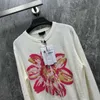 Women's Knits & Tees designer brand Chan Early Spring New Flower Printed Woolen Sweater Sequin Embroidery Matching Craft Polo Edition D0WB