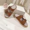 Leisure Outdoor Retro Slipper Suede Patent Leather Buckle Slides Men Beach Sandaal Cork Schuifschuifjes schoenen met doos Maat 38-46