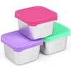 Teller 3 Pack Edelstahl Snack Behälter für Kinder Easy Open Leck Proof klein mit Silikondeckel Kleinkind Lunchbox