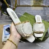 Designer Femmes Interlocaliser les glissades de diapositives denim Sandals plates plates plage de plage Script en caoutchouc Slipper Broidered Summer Fall Mules Outdoor Sfraves