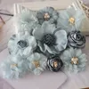 Fleurs décoratives 10pcs set Blue Series mix 10 styles en mousseline de soie en mousseline de mousseline rose fausse robe de mariée chapeaux de cadour décoration bricolage