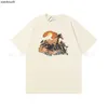 RHUDE High End Designer T-shirts para verão Novo Horse Sunset Print Trendy T-shirt High Street Mens e Mangas Curtas com Rótulos Originais 1: 1