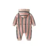 Mompers de alta calidad engrosamiento de bebés Cardigán o invierno Traje de invierno Nacido Bata de moda Stripe Stripe Birds Niños Romper Del Dhsfh