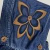 Partykleider Tiyihailey Frauen langer mittelschwerem ärmellosen Jeans Sommer S-XL Chinesische Stil Stickerei abnehmbar zwei Keule