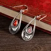 Dange oorbellen Originele echte S925 Silver Jewelry Dames Indonesische stijl South Red Retro Thai