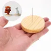 Decorative Plates Mini Animals Holder Showcase Crochet Dolls Display Base Wooden Support Stand With Needle For Felting Animal