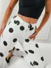 Jeans pour femmes printemps pantalon en denim blanc femme décontractée slim skinny pantalon polka-dot stret