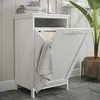 Sacs à linge Armoire de panier inclinable avec sac en tissu amovible Classic Design Wall Anchors blanc 18 "x14" x30