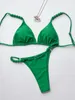 Women's Swimwear 2024 Fashion Sexy V-Neck Bikini Set Lady Stylish Two Pieces Rhinestone Thong Eye-Catching Beachwear