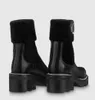 Brand d'hiver Femmes Beaubourg Boots Boots Black Calfskin Leather Comabt Boot Rubber Lug Sole Comfort Lady Booty Martin Boties Party Wedding EU35-43 # 0123