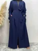 Vêtements ethniques Solide Open Kaftan Dubai Abaya Turkey Kimono Cardigan Robe Hijab Muslim Rabay Abayas pour femmes Caftan Islamic Clothing T240510