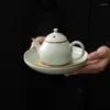 Vassoi di tè ru vaso di piatto da piattino a vaso a secco versa il tavolo Ru-porcellana supportabile dalla glassa pressocata azure