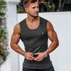 Men's Tank Tops Summer Vest Knitted Vertical Stripe Sports Fitness Sleeveless T-shirt Gym Running Training Bodybuilding Top