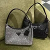 Fashion womens cristallo diamante triangolo borsetta borse di lusso borse a tracolla borse borsetto da uomo tote bot shiny strass con le ascelle frizione signora regalo rosa sacca rosa